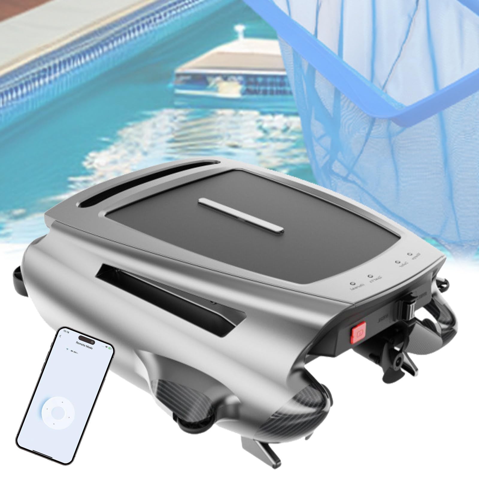 DOZPAL Solar Pool Skimmer with APP Support for All Swimming Pool Types, Robotic Pool Sur-face Cleaner with APP Control and 24/7 Continuous Cleaning, Smart Obstacle Avoidance A