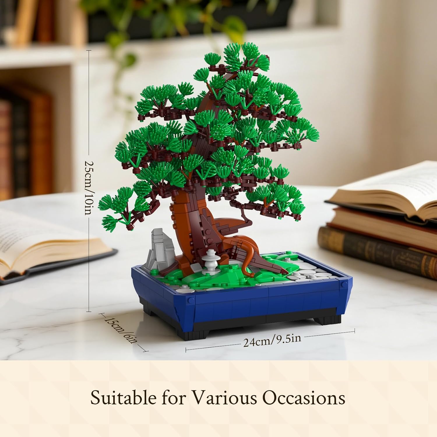 Wise Block Bonsai Tree Building Set, 950 pcs Pine Building Blocks, Artificial Bonsai Tree Plants for Home Decor, DIY Arts & Crafts Kits, Ages 18+ Girls & Boys Gift