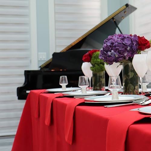 Kadut Mantel rectangular de 90 x 132 pulgadas, mantel rectangular rojo para mesa de 6 pies en poliéster lavable, caída de 30 pulgadas, ideal para