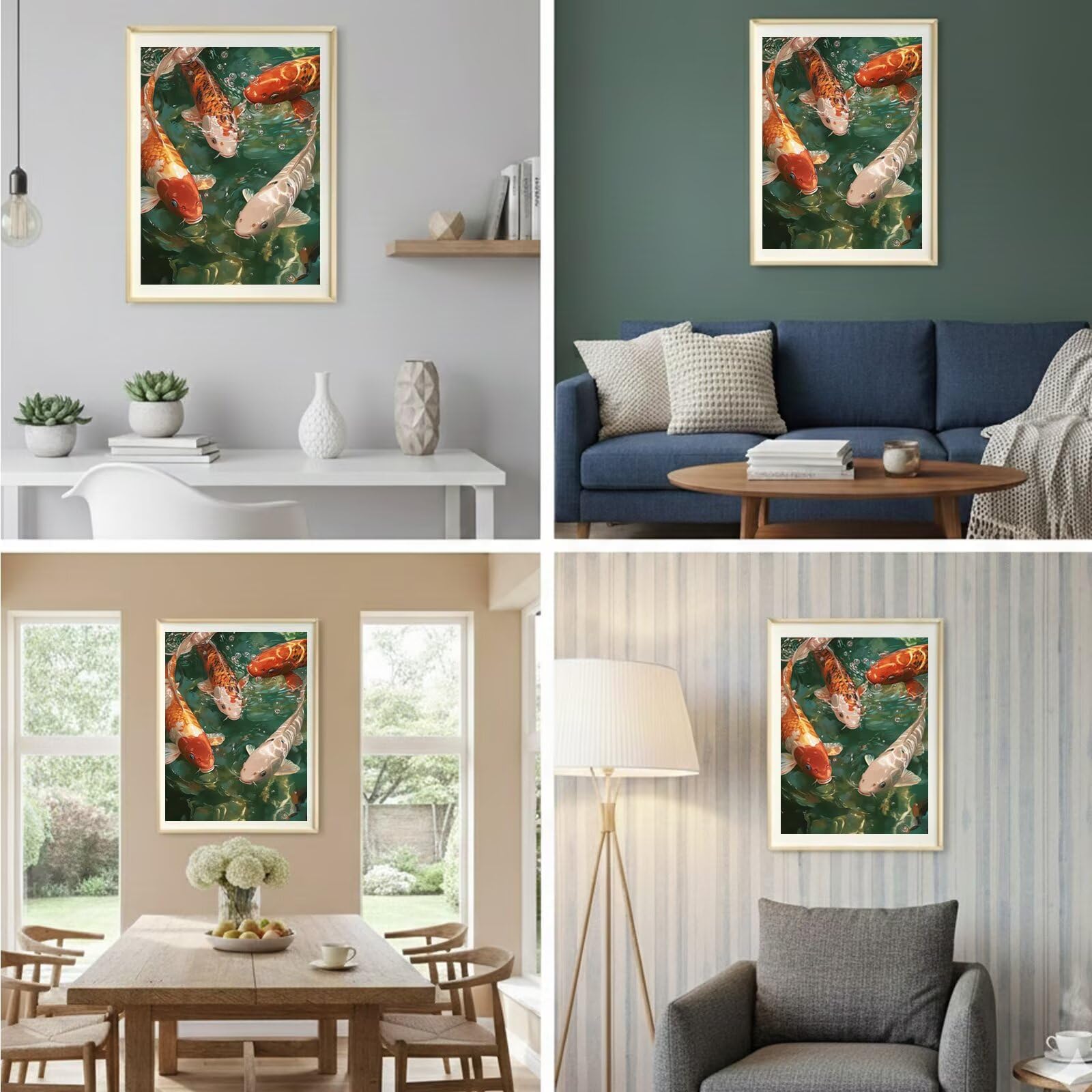 Dipingere con i Numeri Adulti Carpa koi, Kit di Pittura a Olio su Tela DIY con Pennelli Pittura a Pigmento Acrilico, Paint by Numbers Paesaggio Disegno, Regalo Creativo 70x100cm (Senza Cornice)-#877k