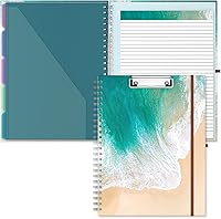 Vista 21 de Hongri Portapapeles Folio con libreta forrada recargable, carpetas de 8.5 x 11 con 10 bolsillos de almacenamiento, portafolio espiral, tamaño 12.8 x