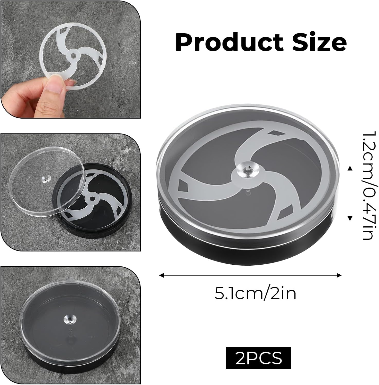 2Pcs Portable Watch Storage Box Watch Dials, Small Watches Travel Cases for Men Women, Holder Organizer for Men Display Travel Case 2-Inch Diameter Black