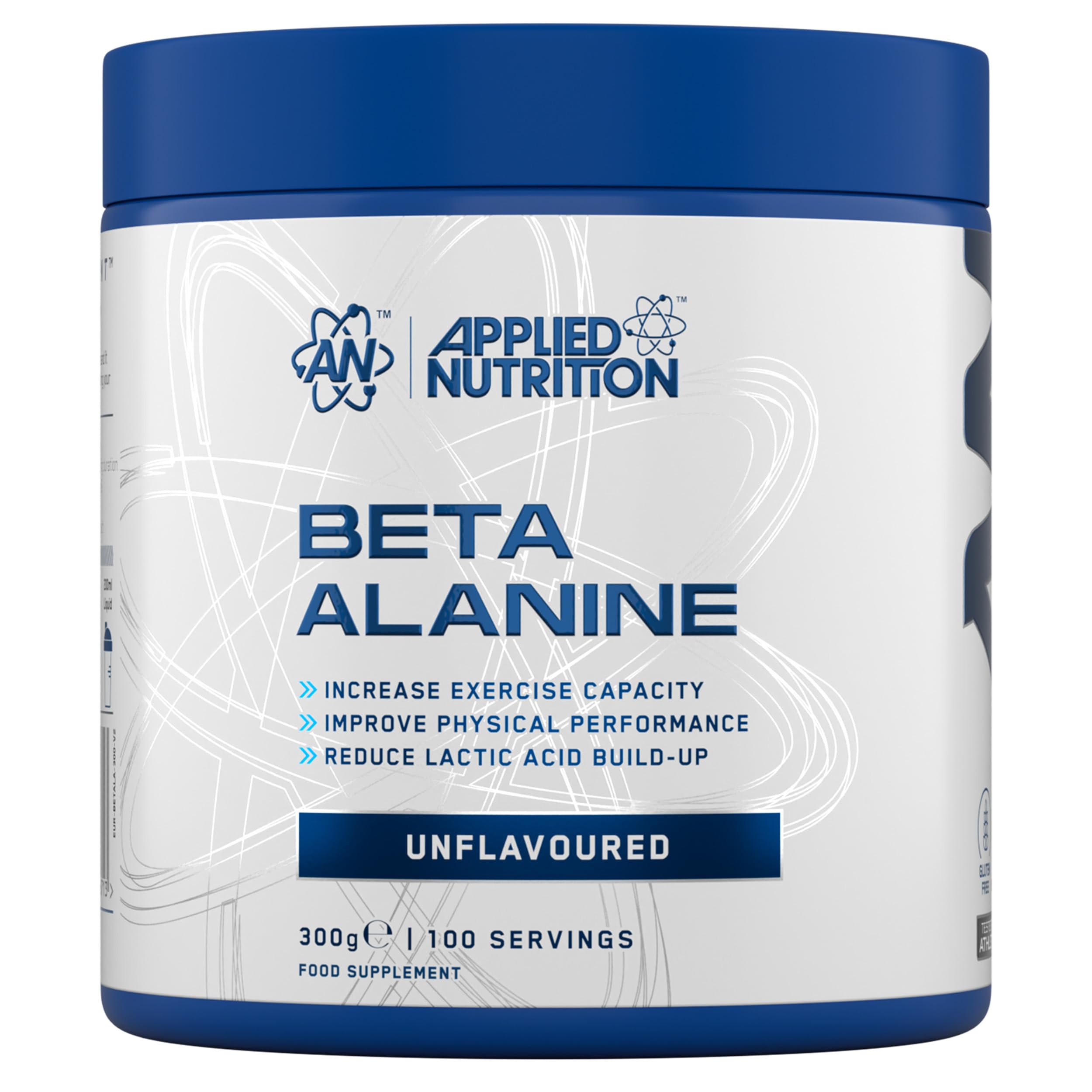Applied Nutrition Beta-Alanine Amino Acid Pre Workout Powder 3000mg per Serving Enhances Training Duration & Physical Performance Gluten Free, Suitable for Vegans (300g - 100 Servings) (Unflavoured)