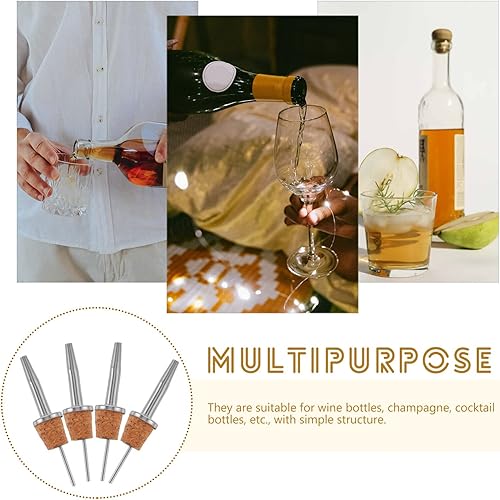 Miniatura 3 de Kichvoe Juego de 6 tapones de acero inoxidable para botellas de vino, vertedor de licor, tapones de corcho, tapones para botellas de vino, aceite de