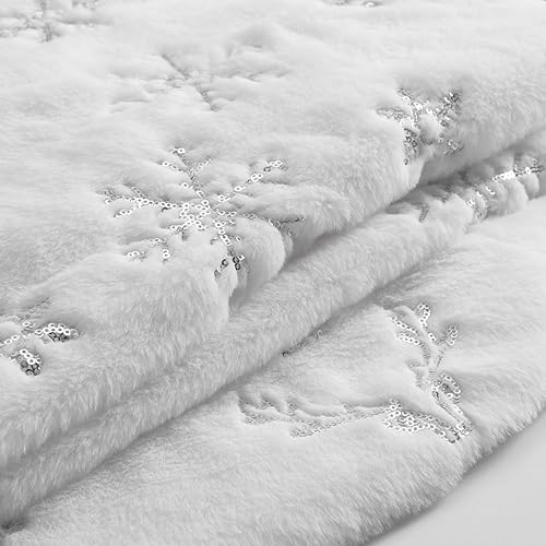 Miniatura 5 de Falda de árbol de Navidad de 36 pulgadas, de piel sintética blanca, copos de nieve, decoración para árboles artificiales de 3 pies, 4 pies y 6 pies