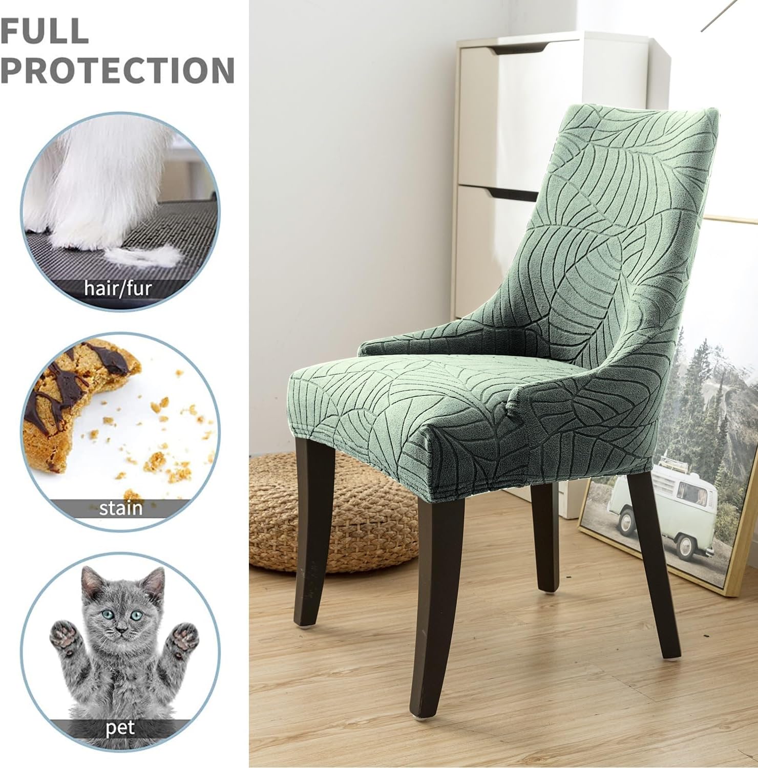 Wingback Side Chair Cover Stretch Dining Chair Covers Slipcovers Sloping Arm Chair Protector Cover Washable Upholstered Arm Dining Chair Cover for Dining Room Banquet Home Decor