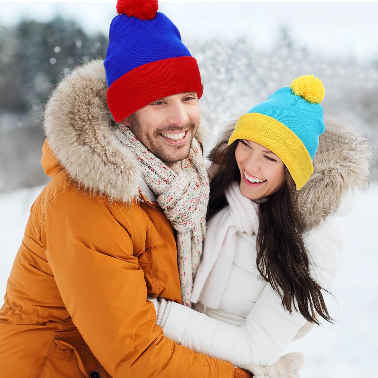 Shinymoon 4 Pcs Halloween Costume Knit Pom Beanie Hat Character Cosplay Headwear Knitted Pompom Cuff Women Men's Novelty Winter Beanies Fashion Warm - Image 4