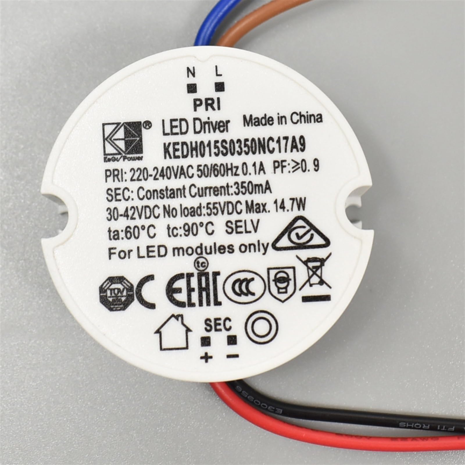 Trasformatore LED rotondo dimmerabile 10W 12W Trasformatore Trailing Edge Dimming Driver lampada a sospensione Convertitore 350mA 15W for plafoniera 30-42V AC200-240V(30-42V 300mA)