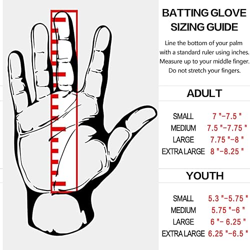 Miniatura 7 de FINGER TEN Guantes de bateo para hombres, jóvenes y adultos, para béisbol, sóftbol, cabretta, guantes de bateo de cuero, 1 par, guantes deportivos
