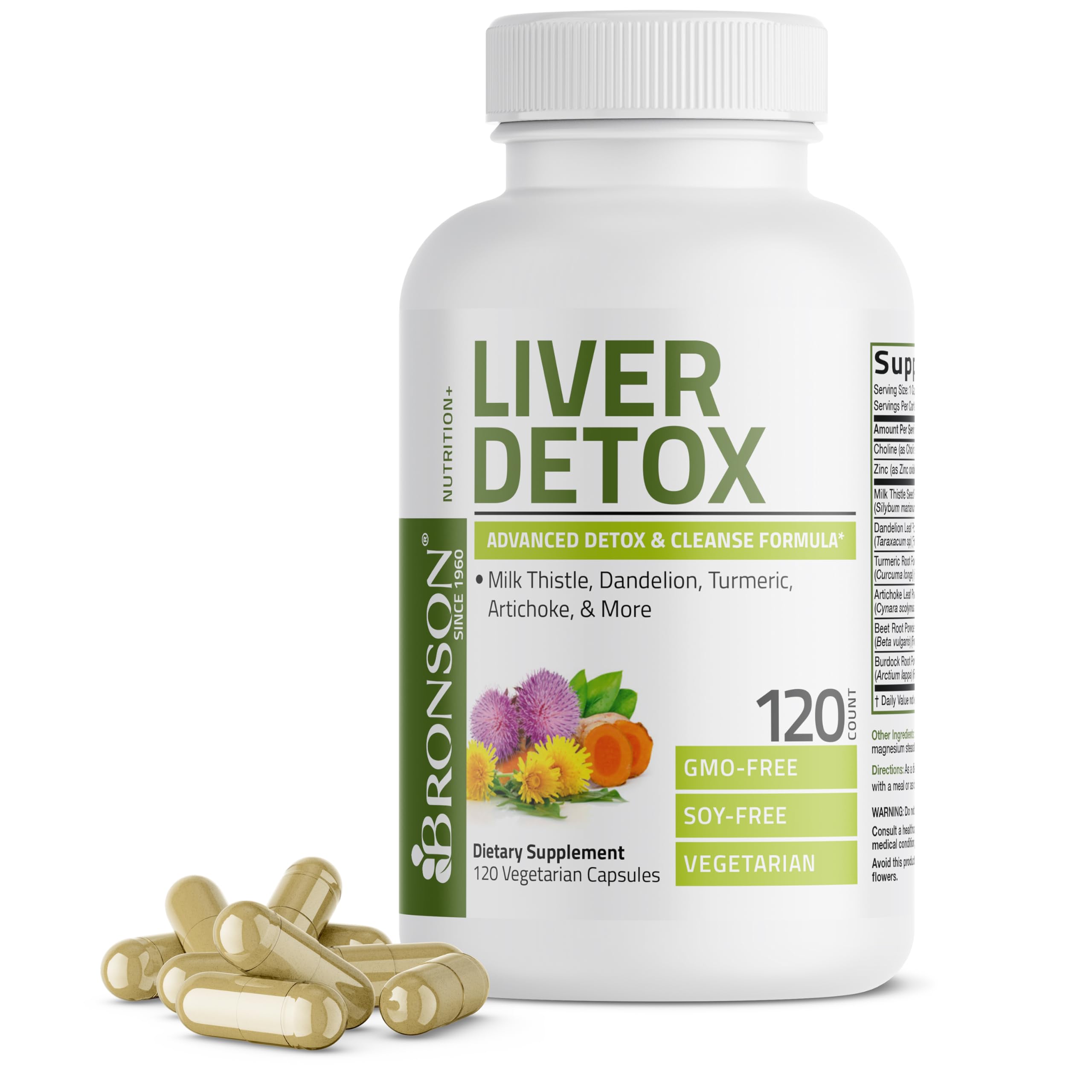 Bronson Liver Detox Advanced Detox & Cleansing Formula 120 Capsules 120 Count (Pack of 1)