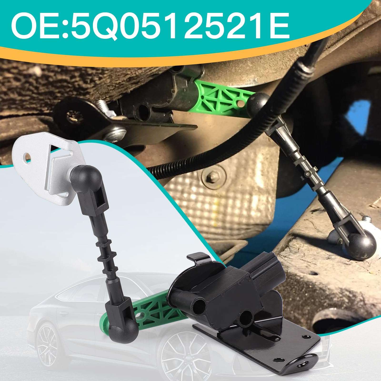 EFUTURETIME Niveausensor Hinten Links Scheinwerfer Level Sensor mit Gestänge, Leuchtweitenregulierung Sensor Kompatibel mit VW, Audi, SEAT, Skoda (5Q0512521E)
