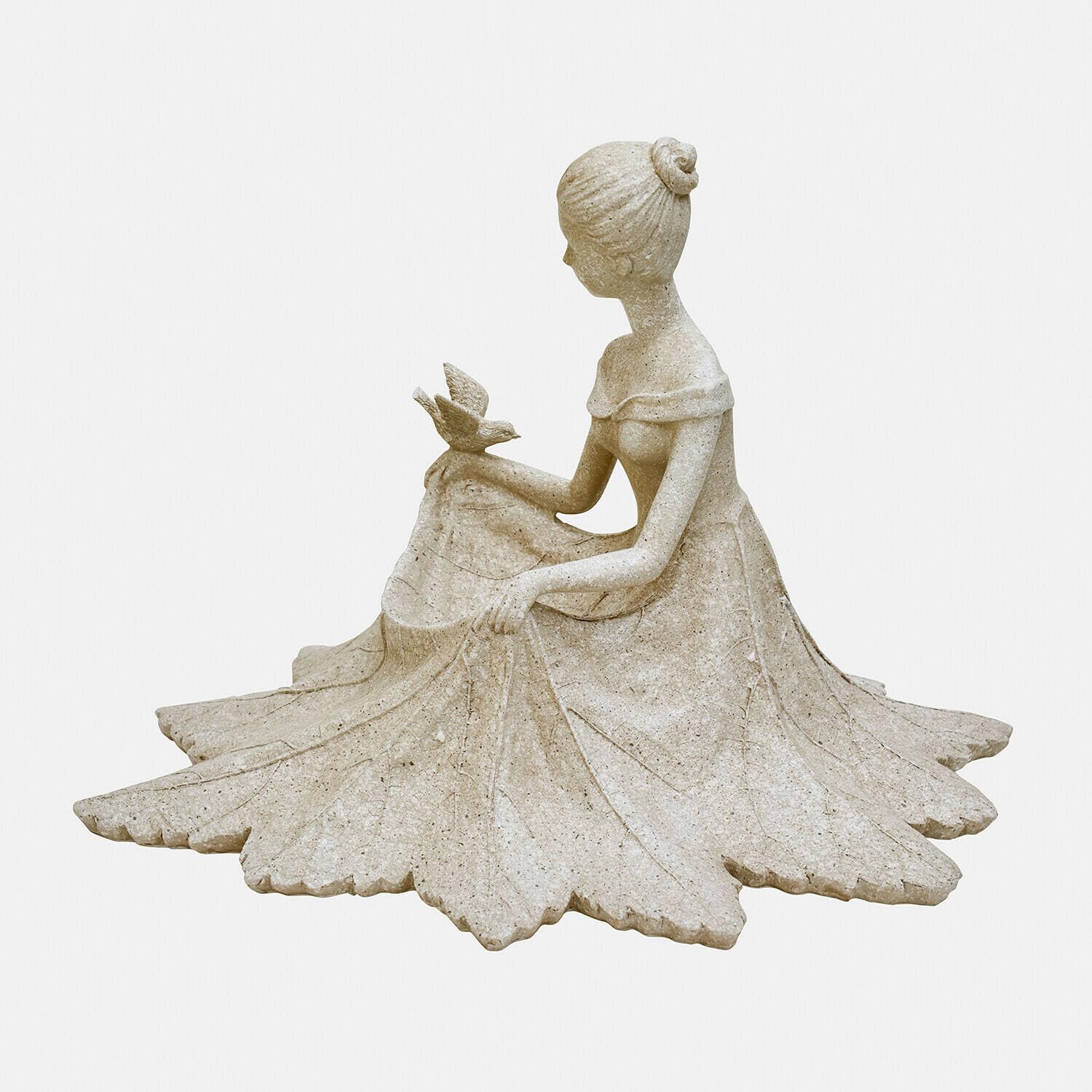 Loberon Deko-Figur Finnedra, antikcreme | Handbemalt - als Vogeltränke Nutzbar - Steinoptik - Märchenhafte Gartendekoration - Gartenaccessoire