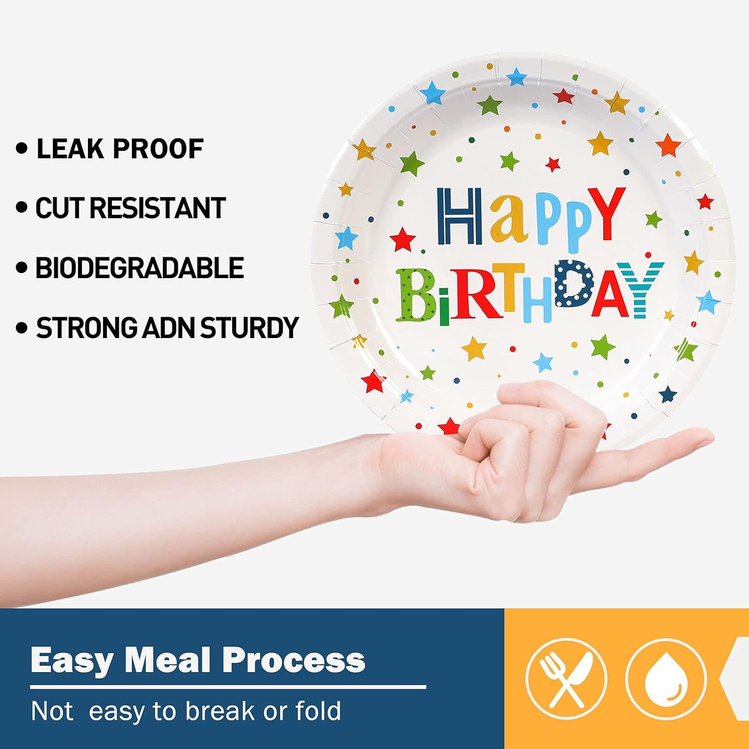 Happy Birthday Party Plates, 9inch-50pcs, Birthday Party Paper Plates, for Decorations - Image 3