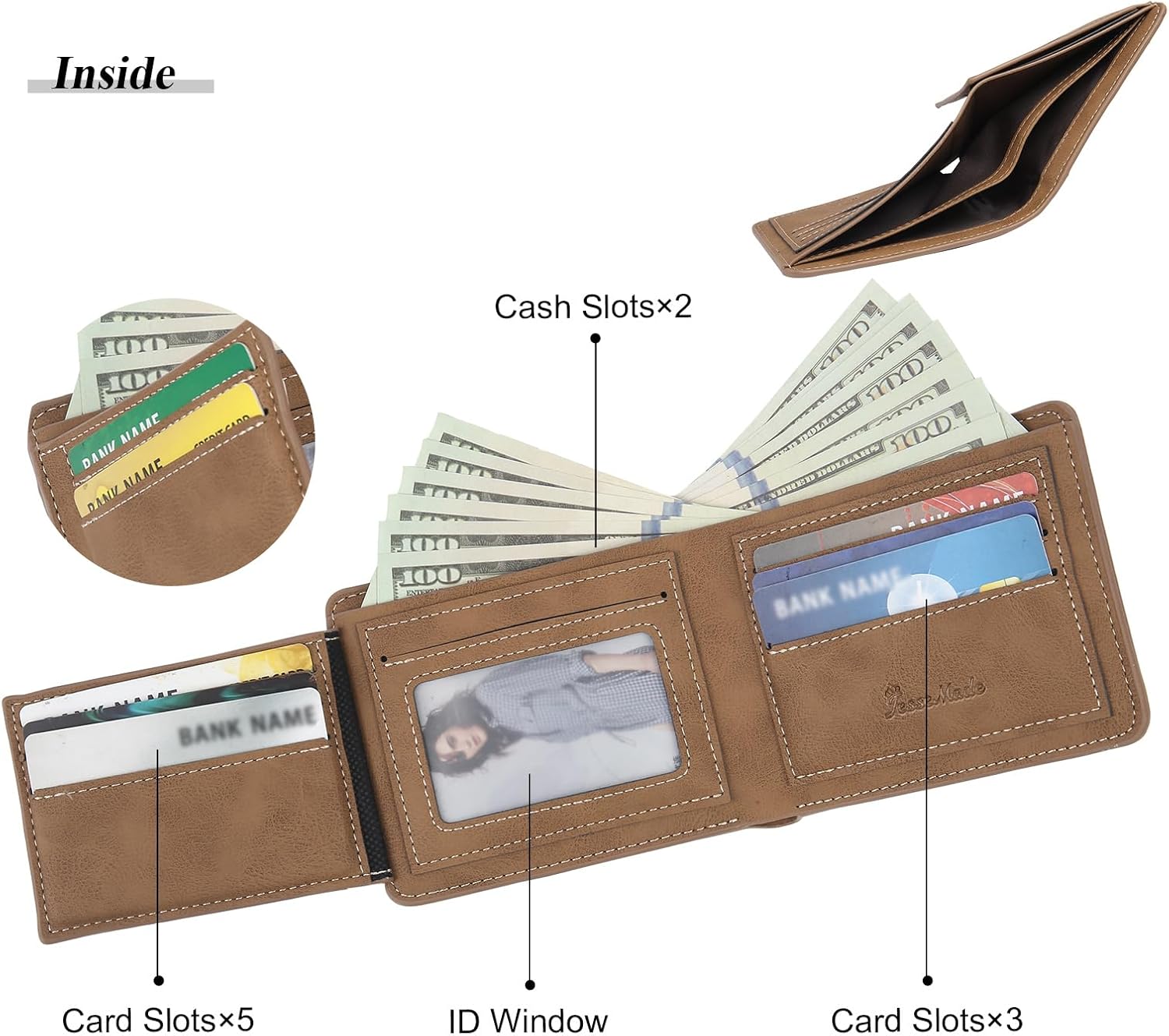 Custom Picture Wallet for Men Personalized Engraved Photo Name Wallet Gifts for Dad Husband Boyfriend Son