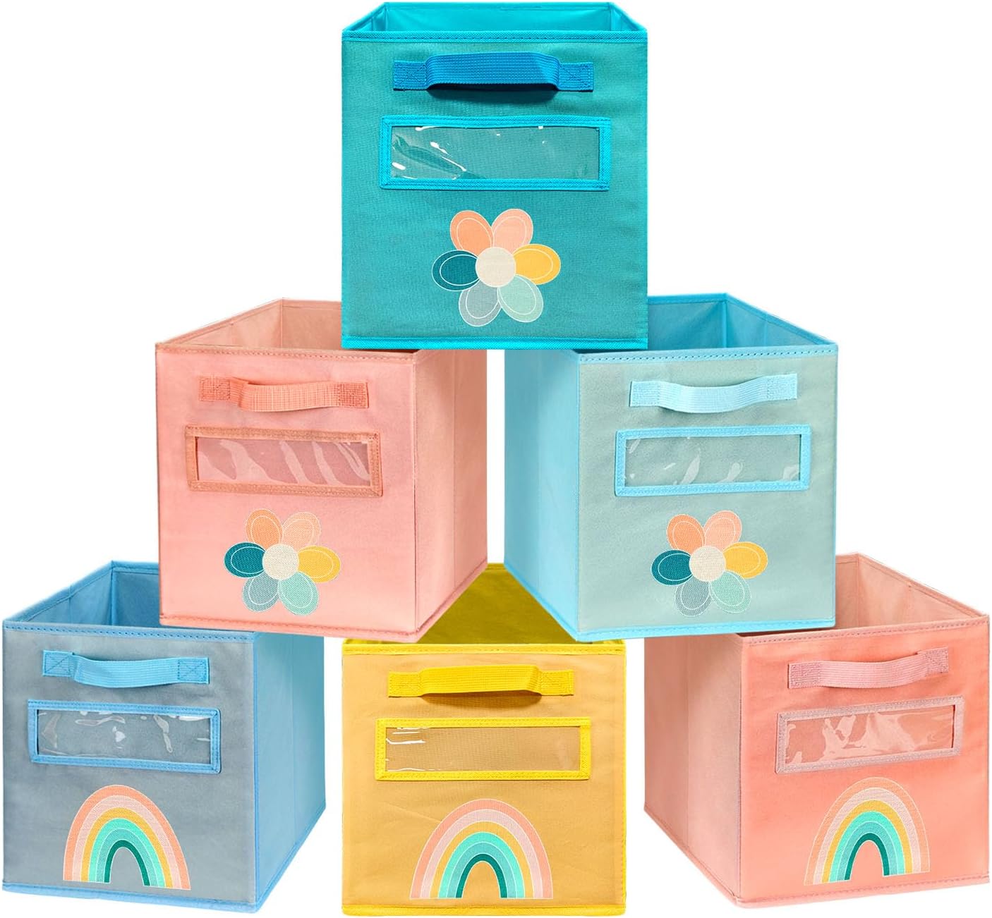 Cube Storage Bins 6 Pack Colorful Fabric Kids Room