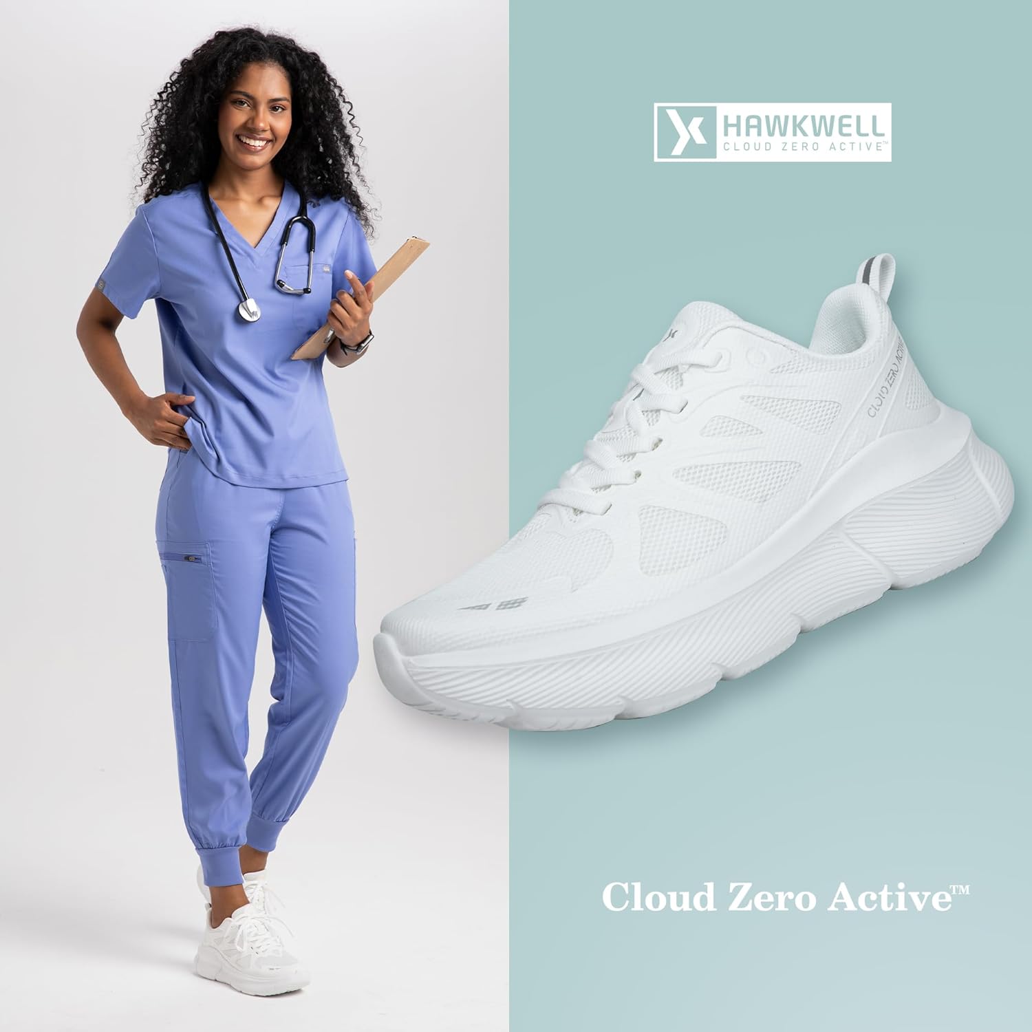 Hawkwell Women's Cloud Zero Active Nursing Shoes Breathable Cushion Walking Tennis Running Workout Shoes Non Slip Medical Work Sneakers