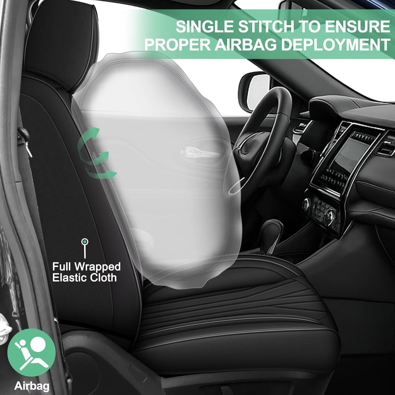 YORKNEIC Seat Covers Compatible with Explorer 2004-2024 2025 2026: Faux Leather Waterproof Comfortable Full Set Car Seat Covers Automotive Seat Protector Cushion (5 Seats, Black)