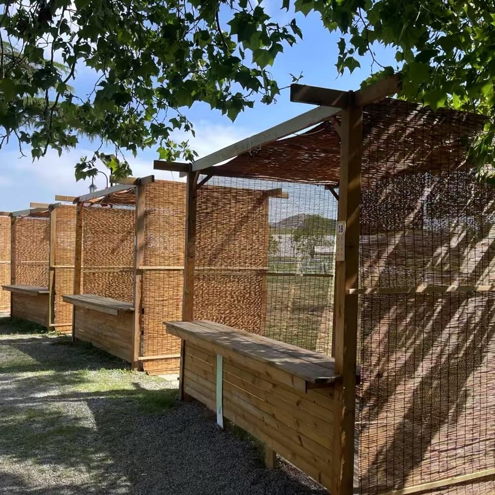 Ekologiczny bambusowy parawan ogrodzeniowy, 80 x 1200 cm, dekoracja ogrodowa, trwała, naturalna mata bambusowa, na balkon, patio, podwórko, stylowe rozwiązanie ogrodzeniowe zapewniające prywatność i