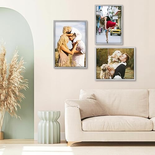 Miniatura 3 de Marco para póster de 12 x 18 pulgadas, marco de fotos de 18 x 12 pulgadas, color marrón claro, marco de galería con plexiglás para exhibir obras de