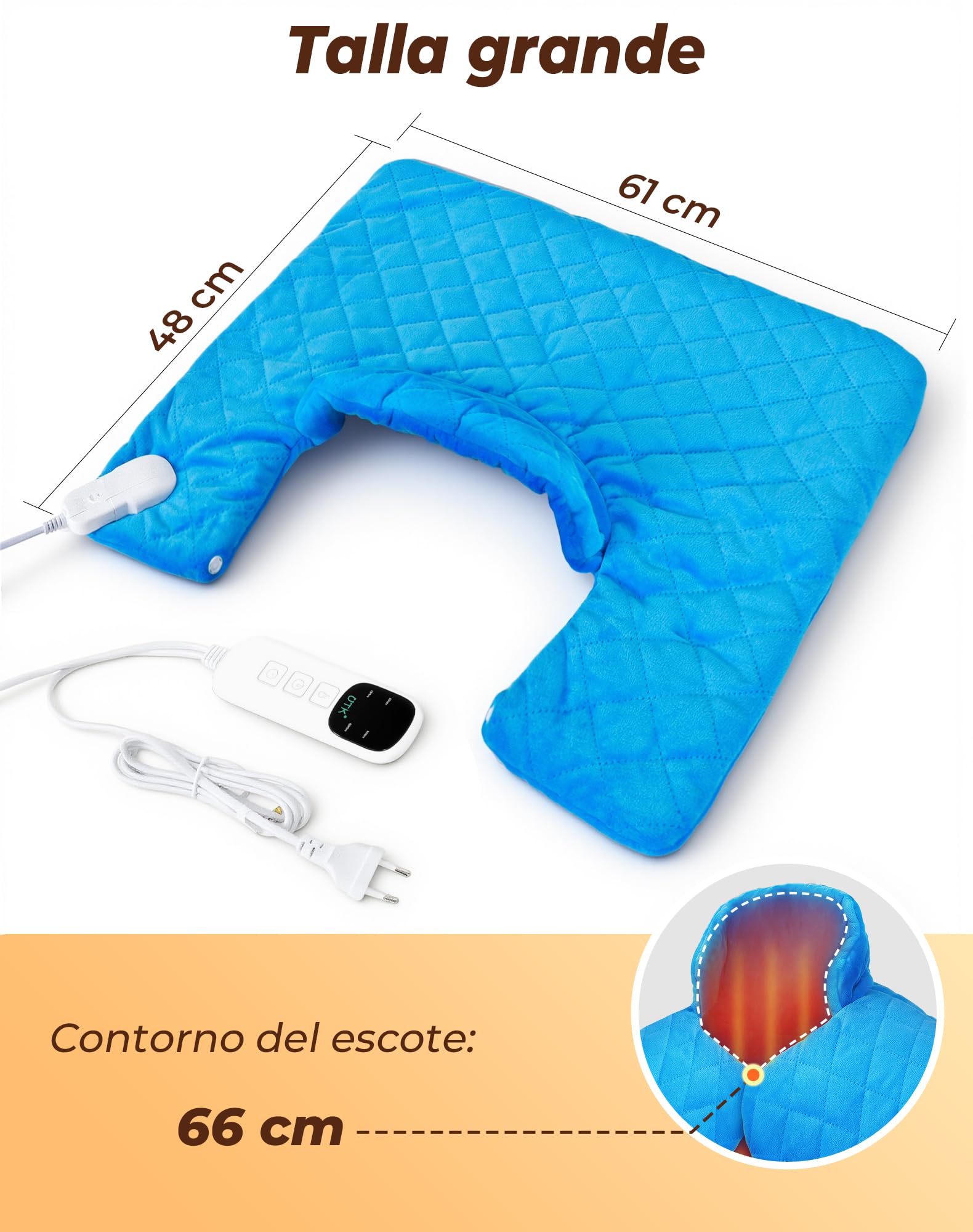 UTK Manta Eléctrica Espalda Y Cuello, Hasta 70 °C Manta Eléctrica, Alivio Profundo Del Dolor, Manta Eléctrica Cervical, 6 Niveles De Calor, Aliviar La Tensión Muscular, Regalos San Valentín Mujer