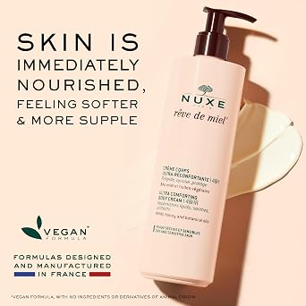 Nuxe Reve de Miel Ultra-Comforting Body Cream With Shea Butter and Honey for Dry and Sensitive Skin, 13.4 Fl Oz