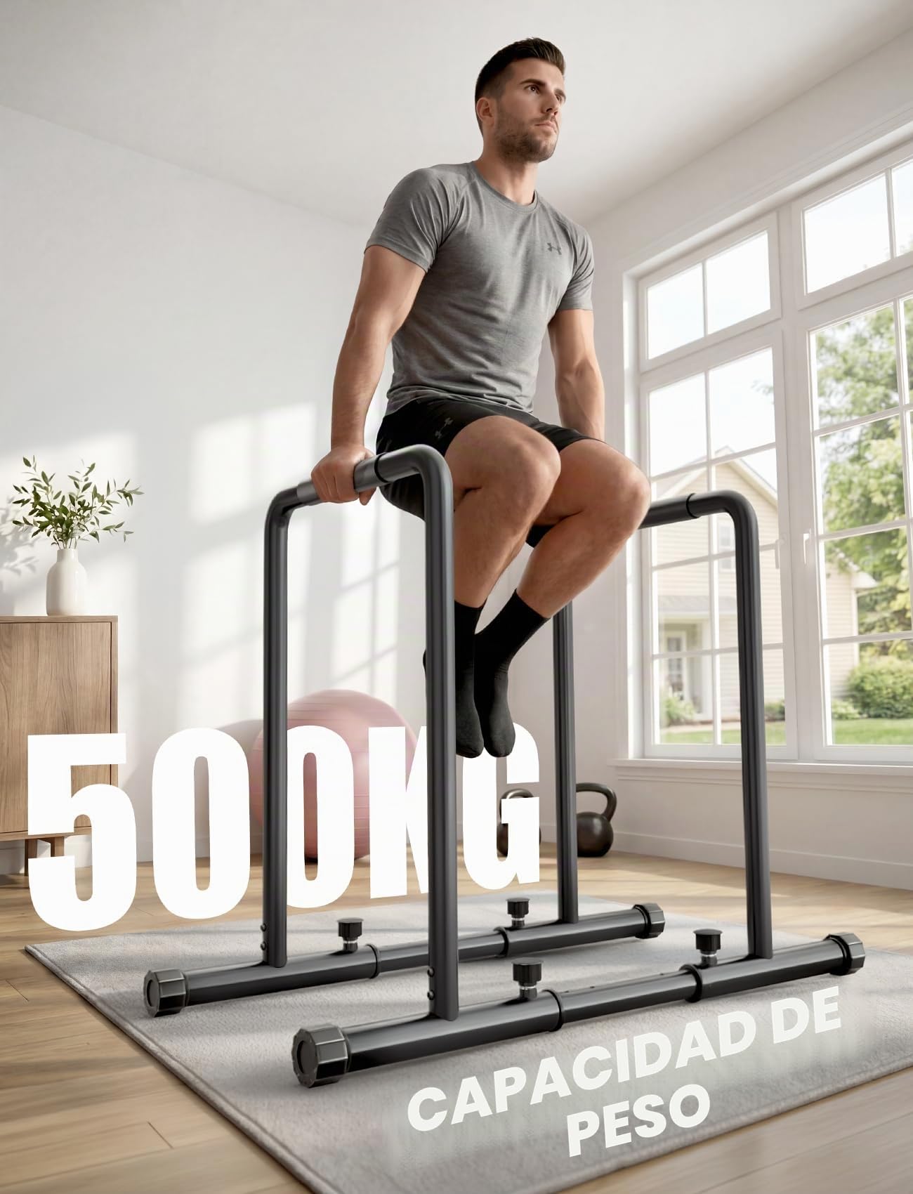 YOLEO Barra de inmersión ajustable, estación de inmersión de 1100 libras, barra de fitness funcional portátil con conector de seguridad, soporte de inmersión resistente, barra de presión corporal