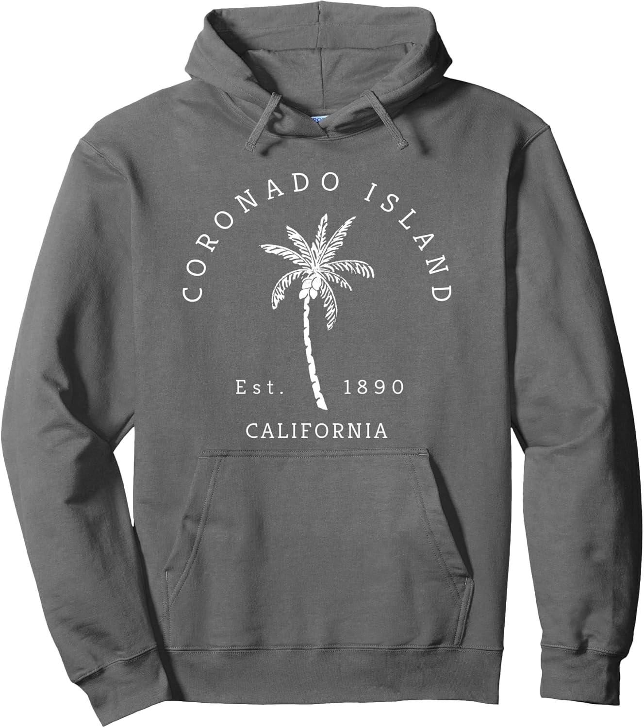 Retro Cool Coronado Island California Palm Tree Novelty Art Pullover Hoodie