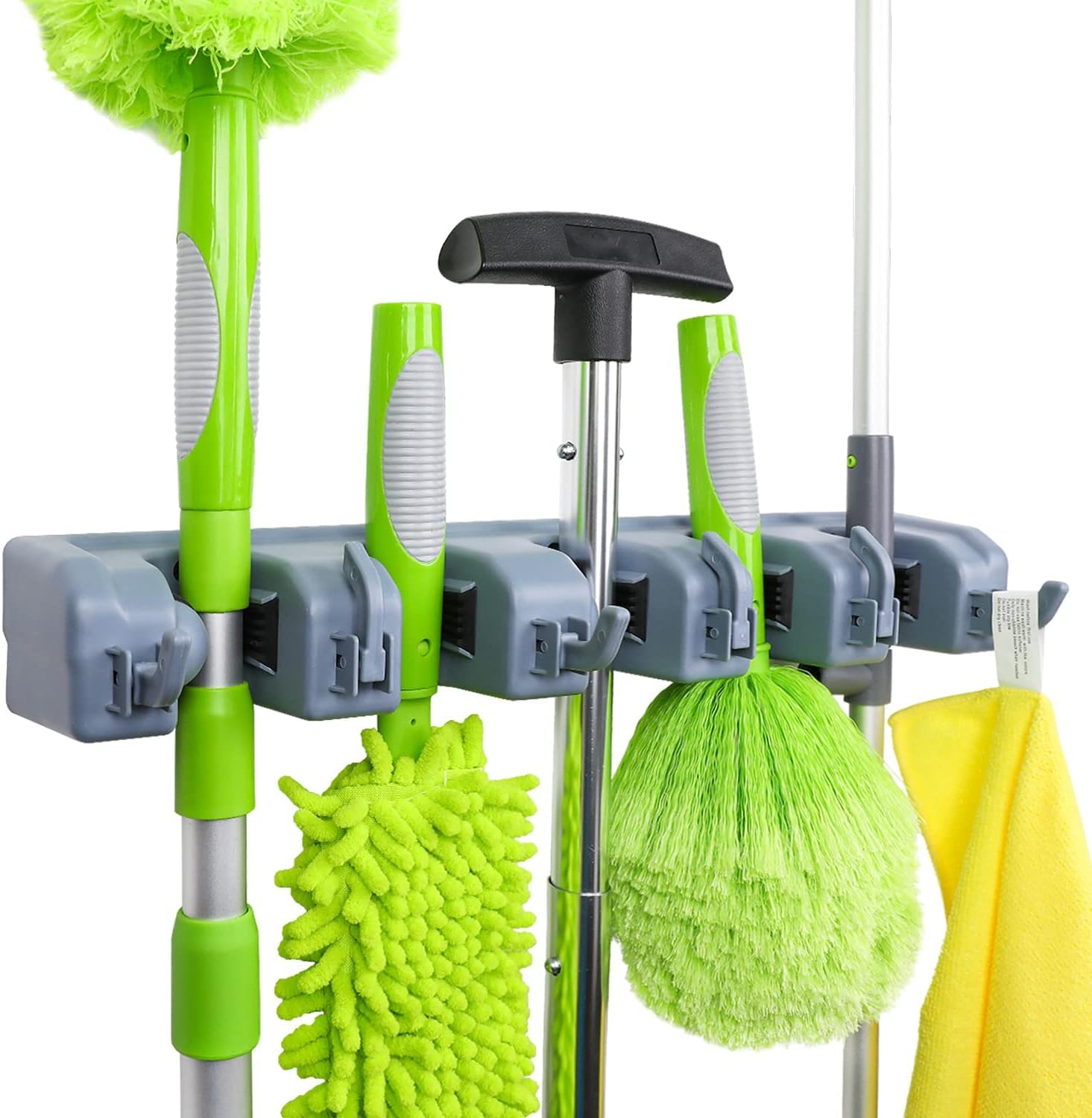 SHOPPERWORLD HARD ENTERPRISE Plastic 2-in-1 5 Slots and 6 Hooks Wall Mounted Magic Mop Broom Sticks Organizer Hanger Stand (10-inch) (B07VGKWHVC) Amazon Price History, Amazon Price Tracker