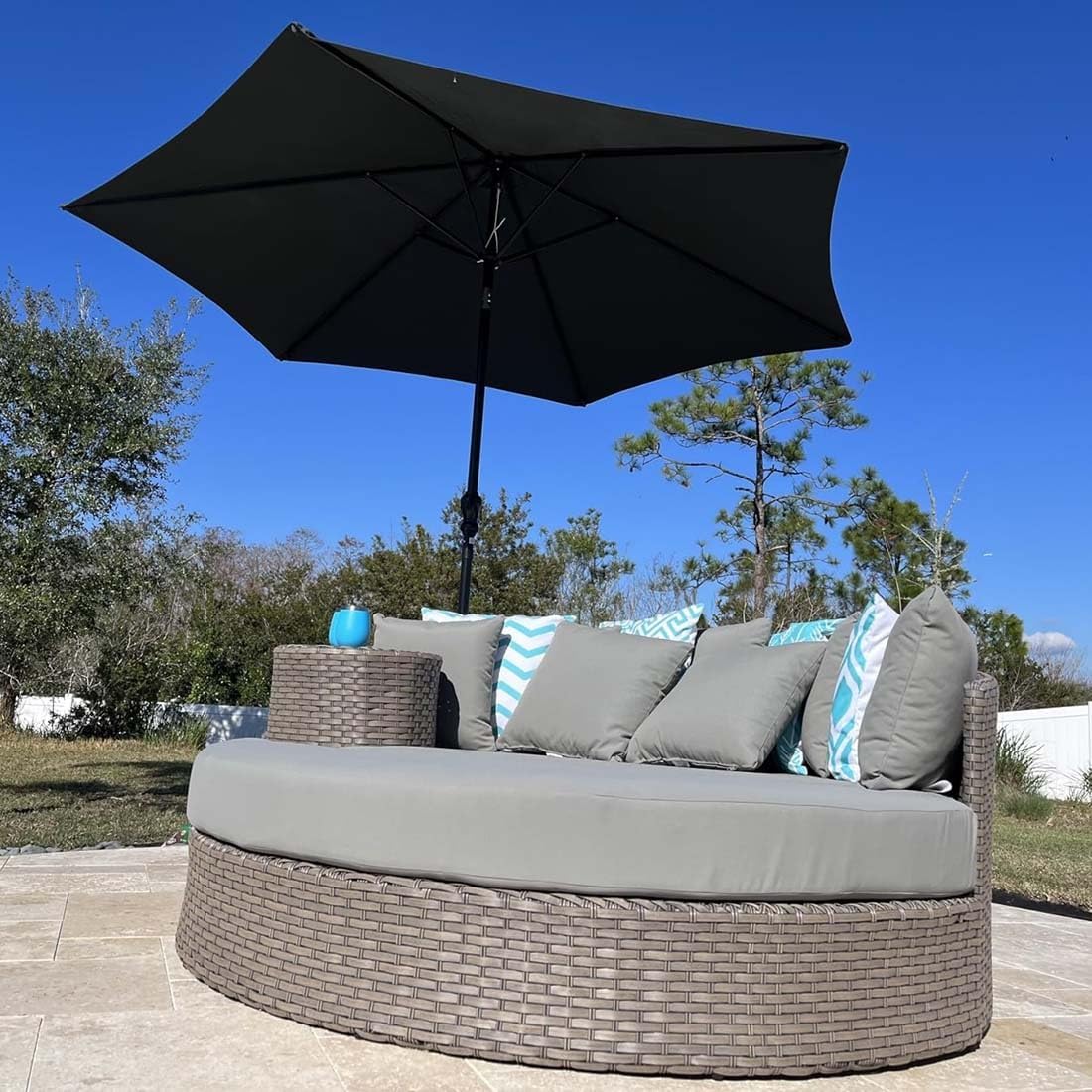 Garden Parasol Replacement Canopy Cover 10FT/300cm Patio Replacement Umbrella Canopy for 6 Ribs/8 Ribs Sunumbrella Without Umbrella Stand 12 Colors(Color:Navy Blue,Size:2.7m/9FT-6Ribs)