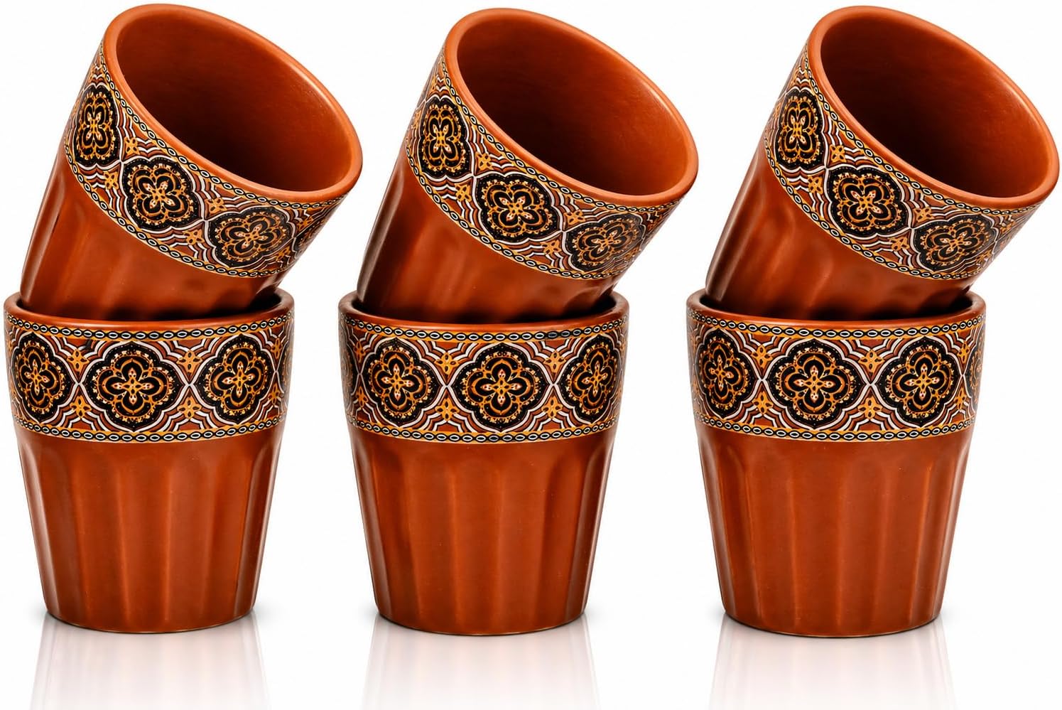Handmade Terracotta Kulhad Kulhar Chai Tea & Coffee Cup Set of 6 Food Safe