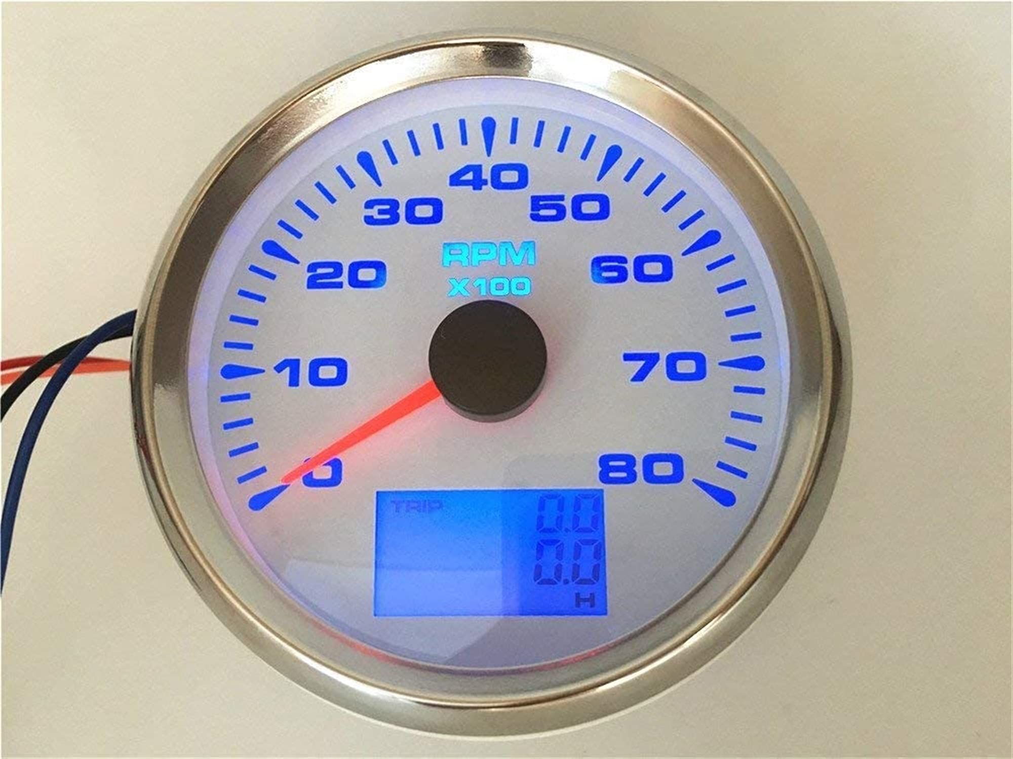 Tachymère universelle Tacho Gauge 800 0RPM Pour véhicules de yacht de la marine automobile avec 8 couleurs rétroéclairement 85mm 9-32V