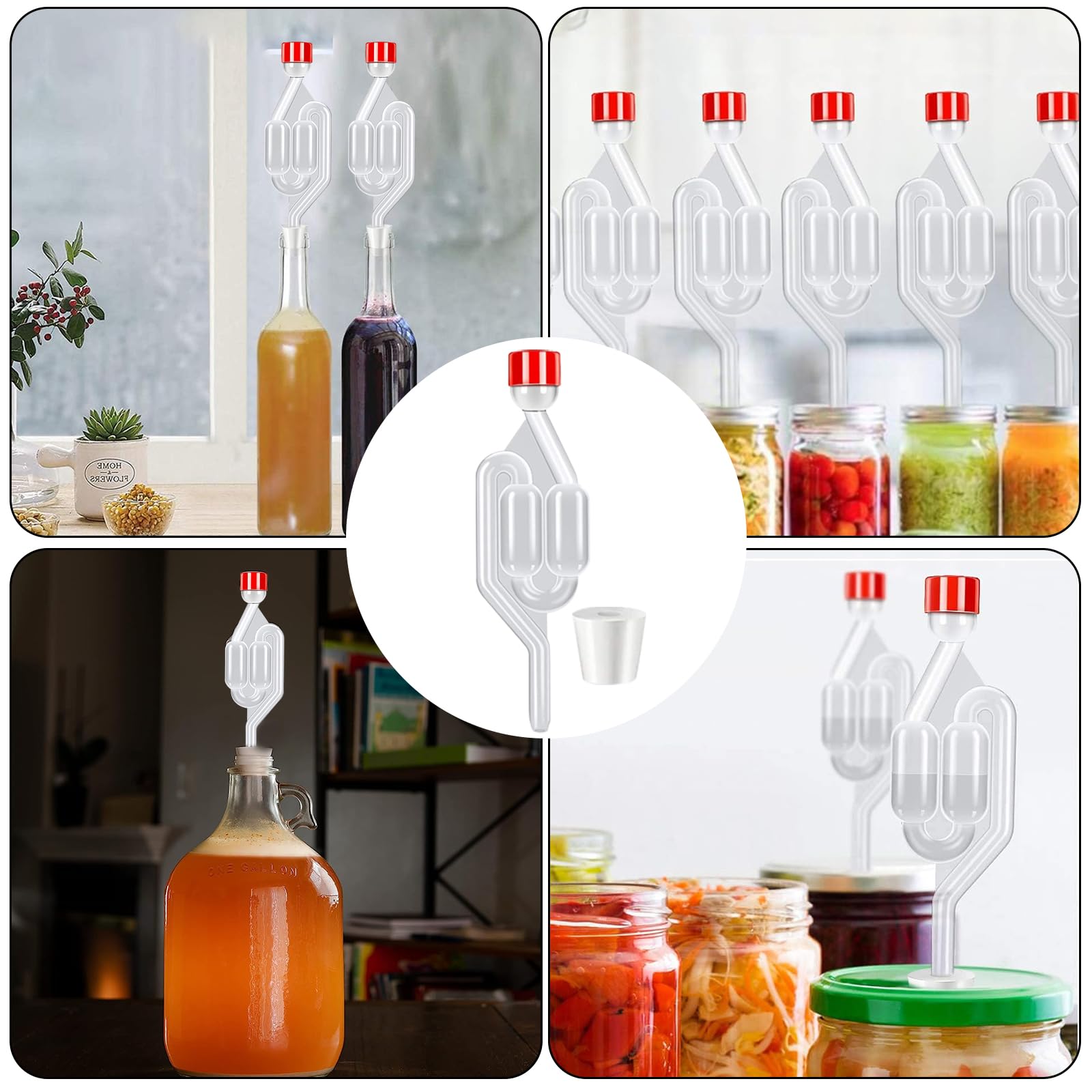 Gorgogliatore Per Fermentazione - 3 Pezzi Con Tappo In Gomma, Per Birra, Vino E Alimenti, Facile Da Usare - Foto 6
