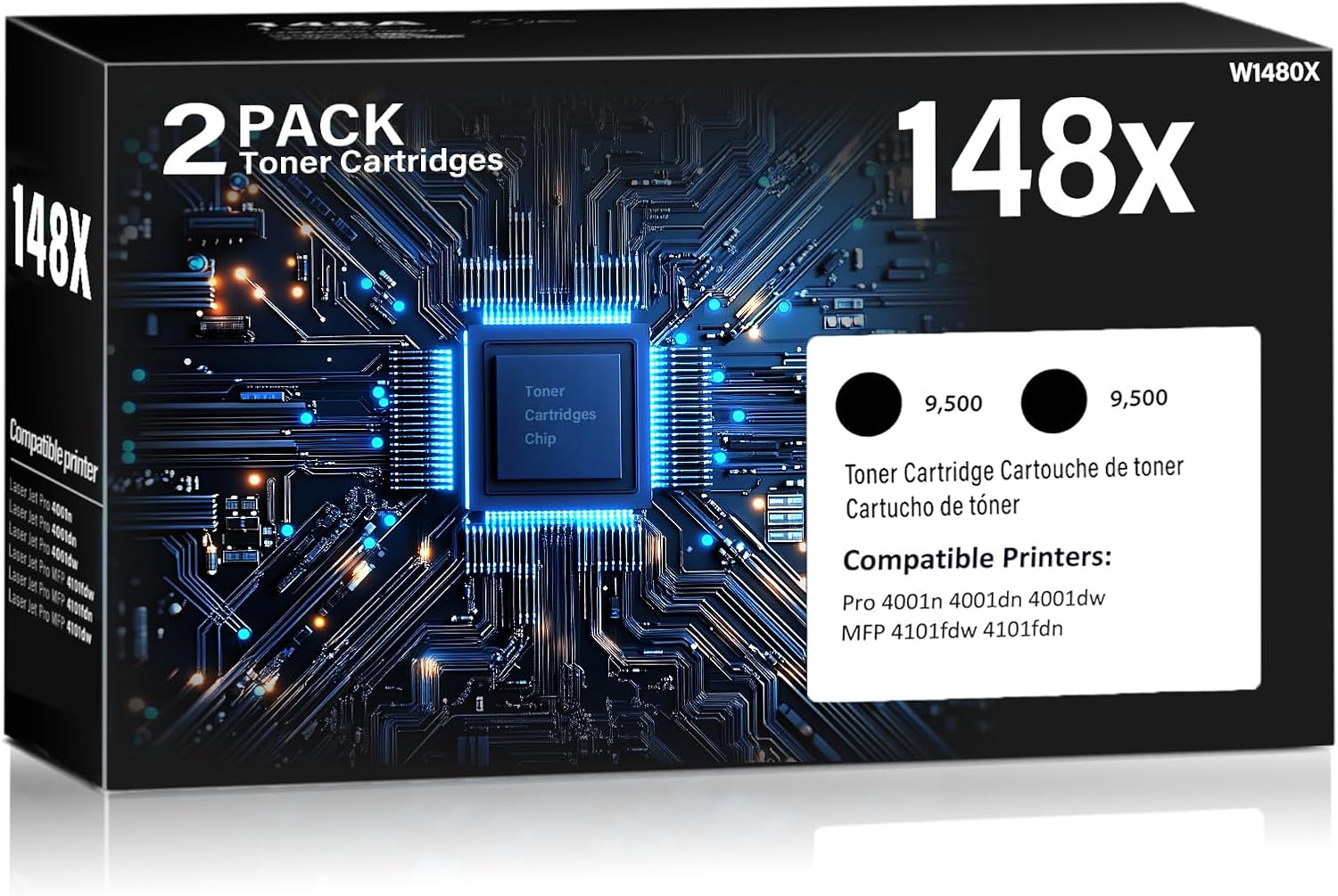 148X Black High Yield Toner Cartridge 4001n 4101fdw 4001dn Toner 2 Pack Replacement for HP 148X W1480X 148A Toner Cartridges HP148X Compatible HP Laser Jet Pro 4001n 4001dn 4001dw MFP 4101fdw 4101fdn