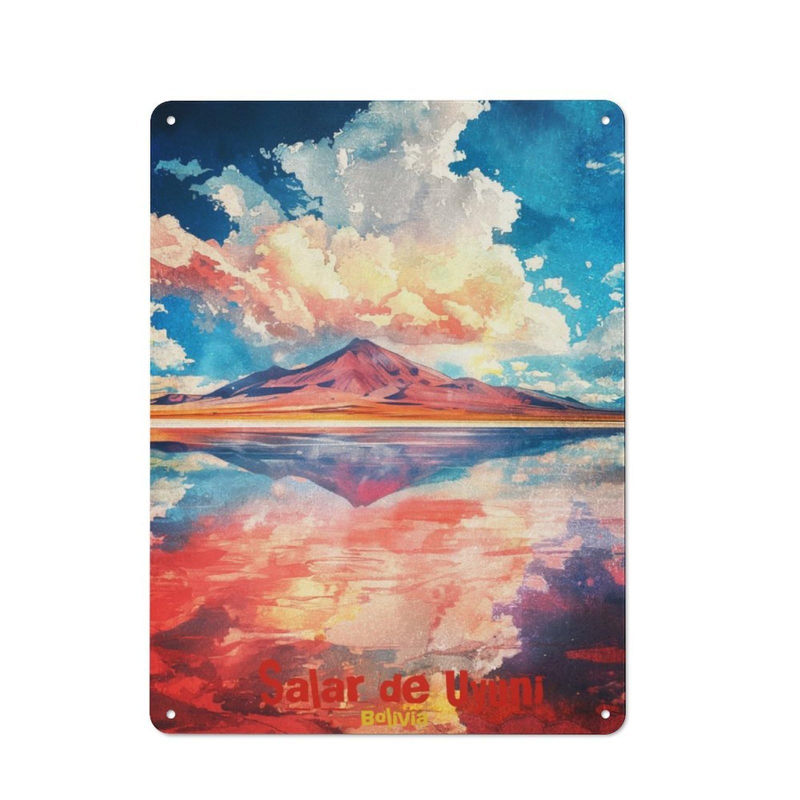 Junmoney Salar De Uyuni Art Printed Metal Sign 40X30cm For Living Room Or Hallway, Suited To Hallway Decor Fans