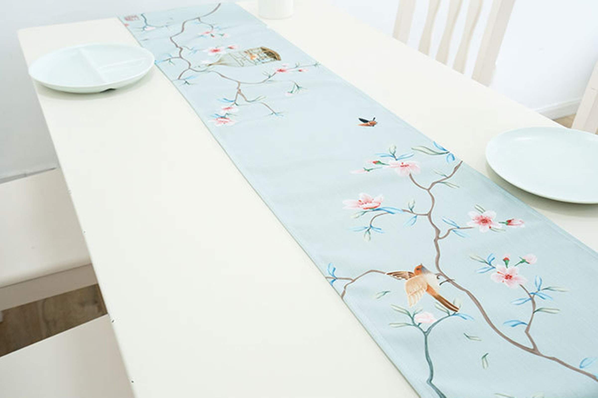 Aeici Chemin de table en polyester bleu clair 32 x 230 cm