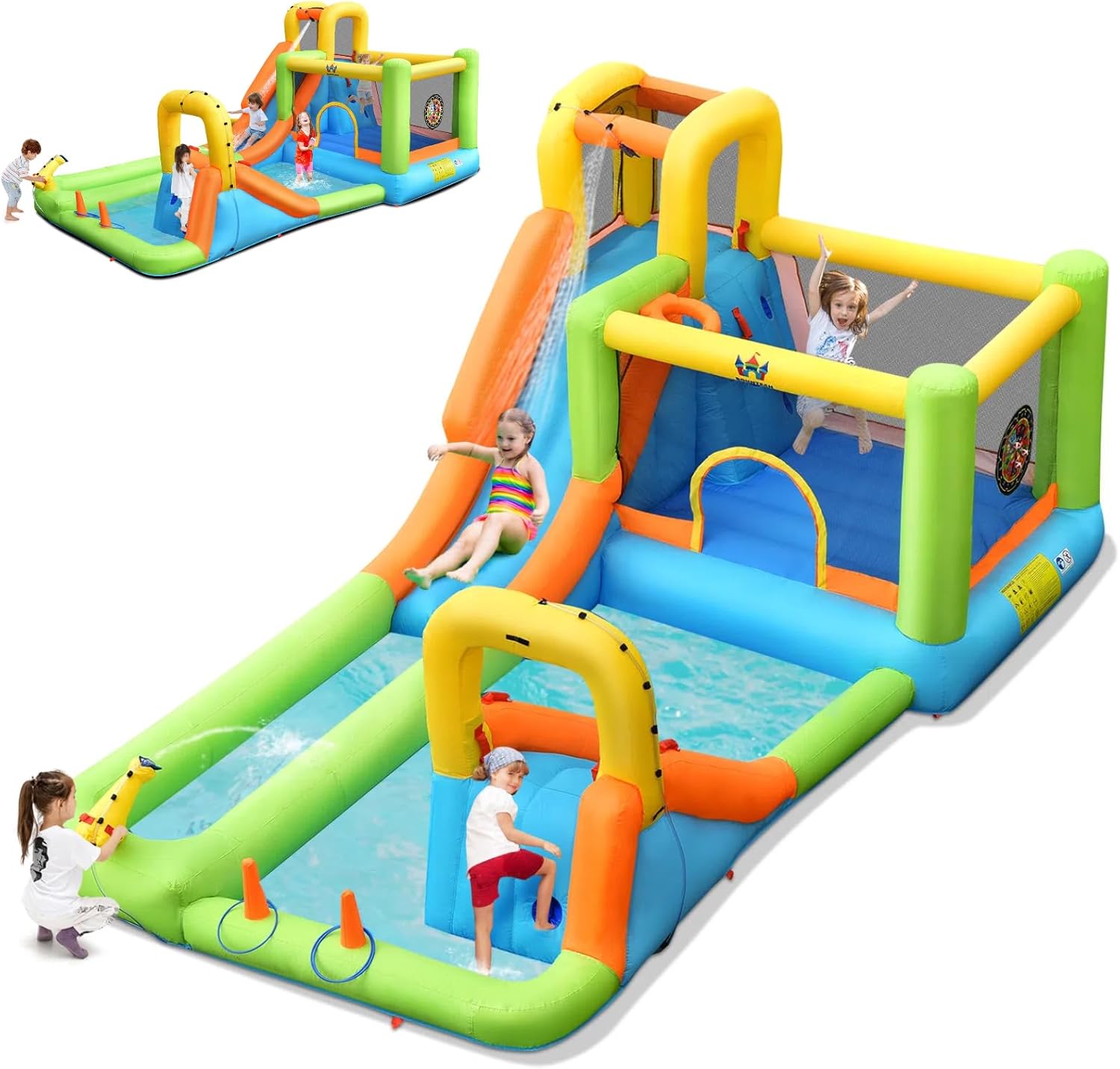 HONEY JOY Giant Inflatable Bounce House & Water Park - 8 in 1 Fun for Kids and Adults - Climbing, Slides, Splash Pool - Backyard Outdoors