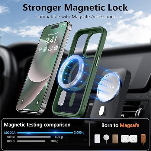 Vista 609 de MOCCA - Funda magnética resistente para iPhone 11 de 6.1 pulgadas, compatible con MagSafe, protector de pantalla de vidrio + protector de lente