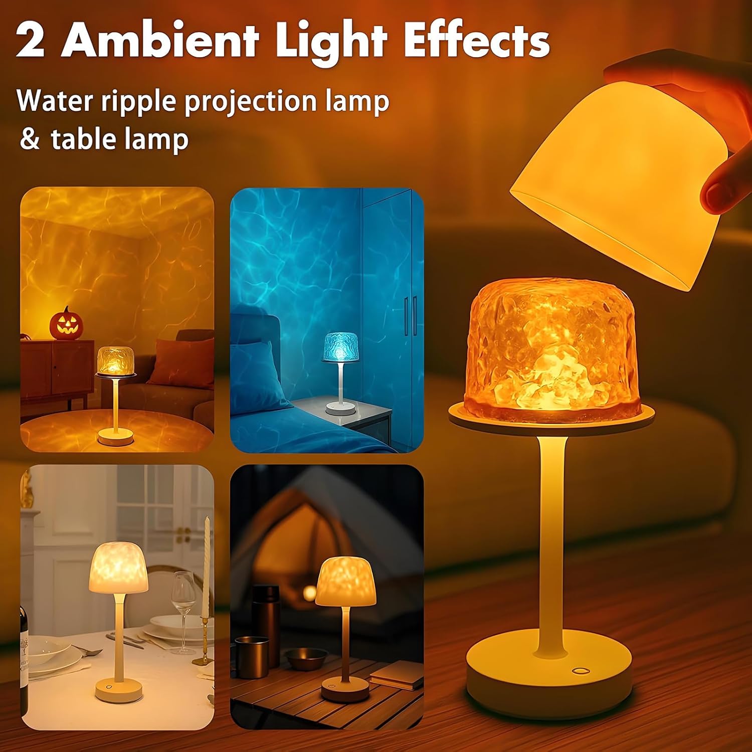 Rechargeable Waterproof Shower Lamp, Cordless LED Bathroom Table Light, Ambient Mood Lamp for Bathtub, Spa, Bedroom, Bedside & Nightstand Decor Lighting