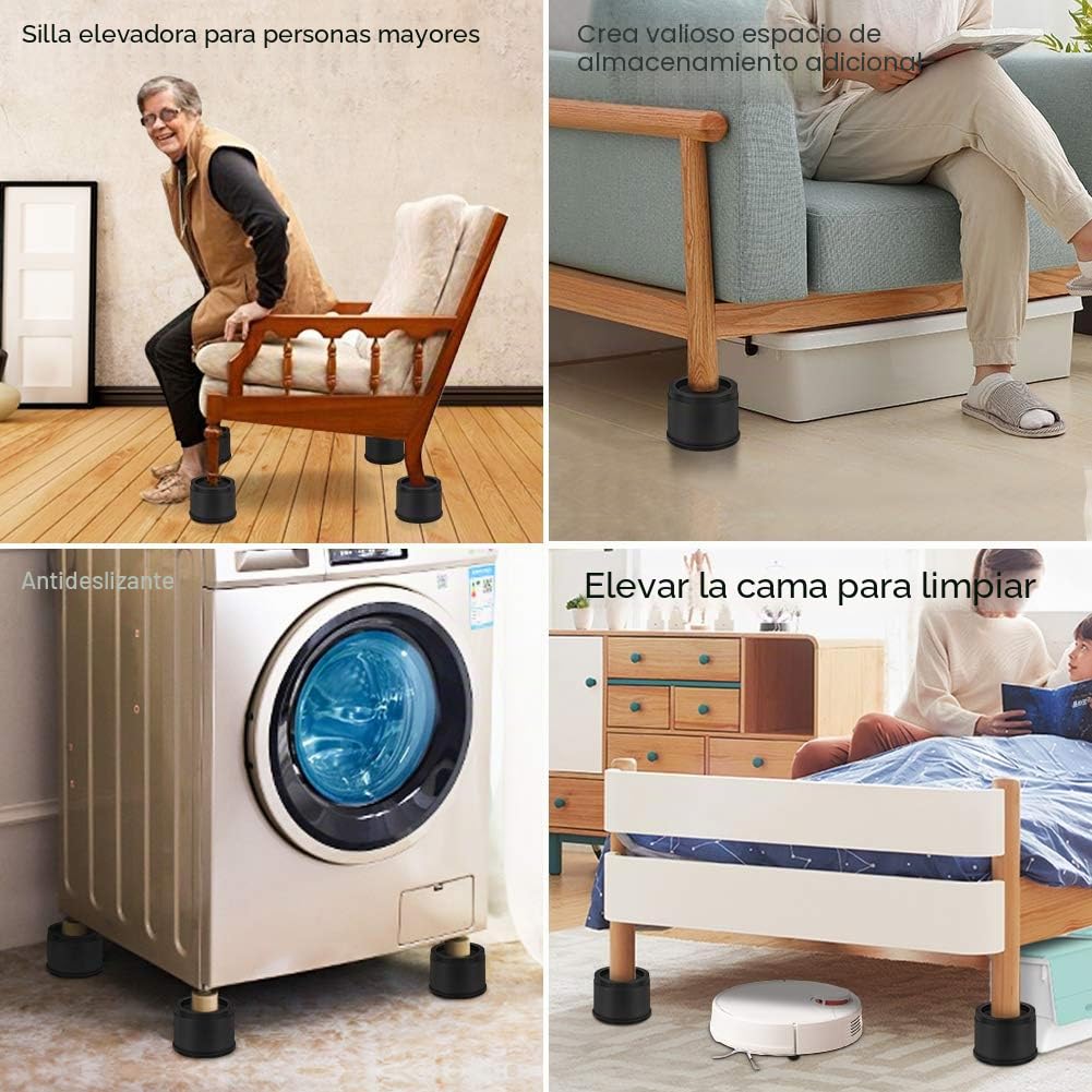 Uping Elevador Muebles Alza Mueble Elevadores Camas Mesas Aumente Altura en 7,9cm o 15,6 cm (Negro)