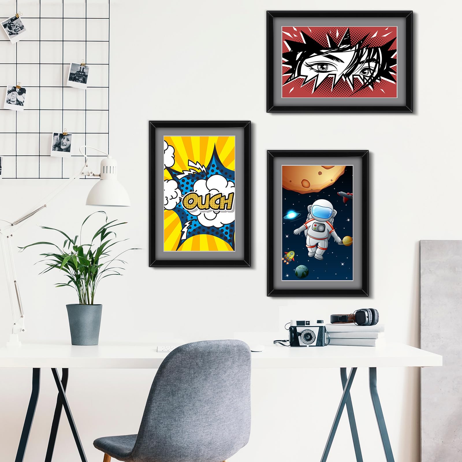 Geetery Paquete de 8 marcos de cómics con protección UV, alfombrilla gris