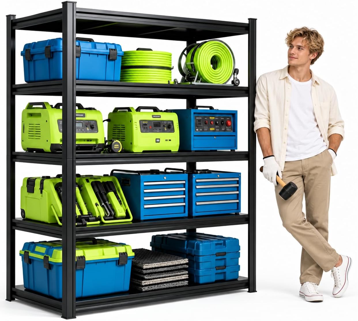 Steel Botless Rack Amazon.com: Garage Shelving, Heavy Duty Adjustable Metal Shelves with ...