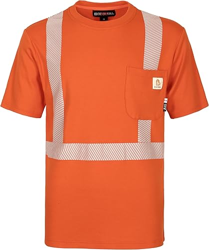 Miniatura 10 de BOCOMAL FR Tee Shirts High Visibility/Hi Vis Flame Resistant/Fire Retardant Shirt 7oz Reflective Hombres Seguridad Camisas