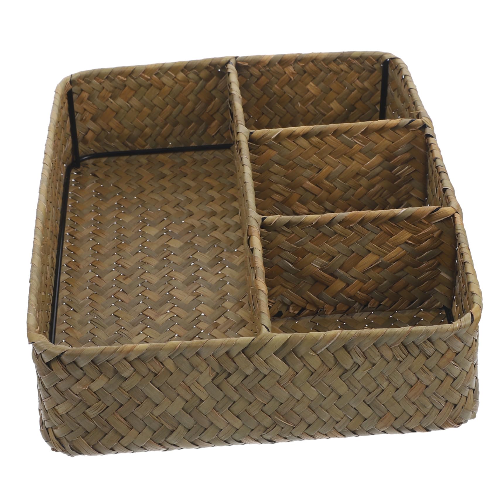 Panier de rangement en jonc tressé Toyvian grand format pour cuisine et sachets de thé