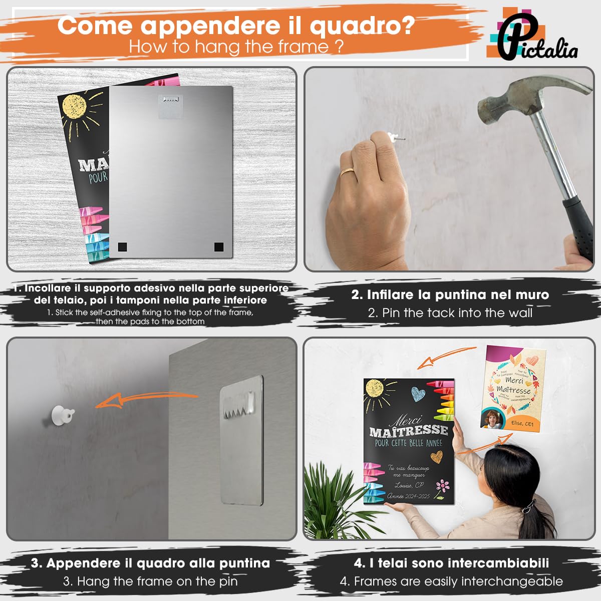 Poster Personnalisé, Merssi Mètresse, Cadeau Maitresse d'École Personnalisé, Cadre Professeure des Écoles Fin d'Année, Idees Cadeaux Institutrice, Merci Maitresse