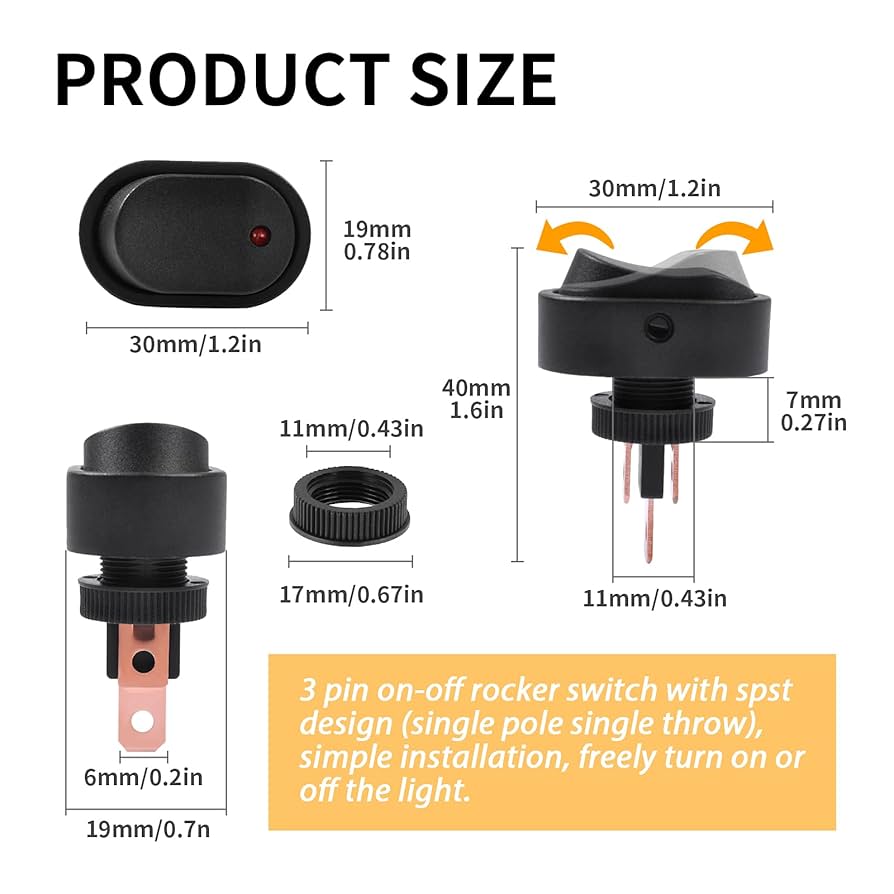 Amazon.com: eFuncar 12PCS Rocker Switch 12V 20A 24V 10A ON