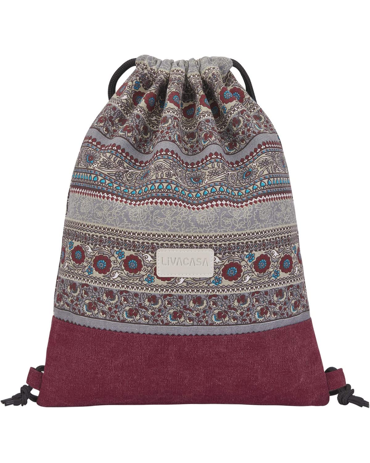 LIVACASA Mochilas de Cuerdas Unisex Casual Mochilas Cordón Impermeable Gimnasio Deporte Ligero Gym Bag