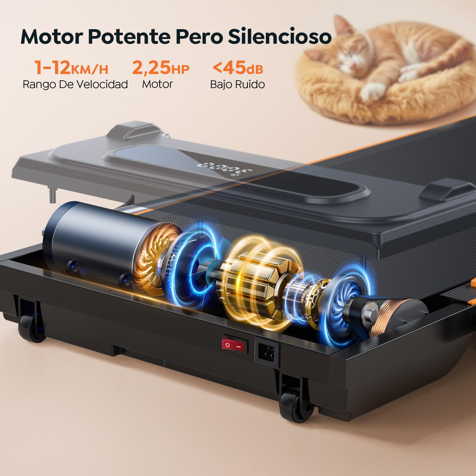 Cinta De Correr Eléctrica HomeTro Con Inclinación Ajustable Al 4% O 9%, Motor 3.0 HP, Velocidad 1-8 Km/h, Pantalla LCD Y Control Remoto Magnético