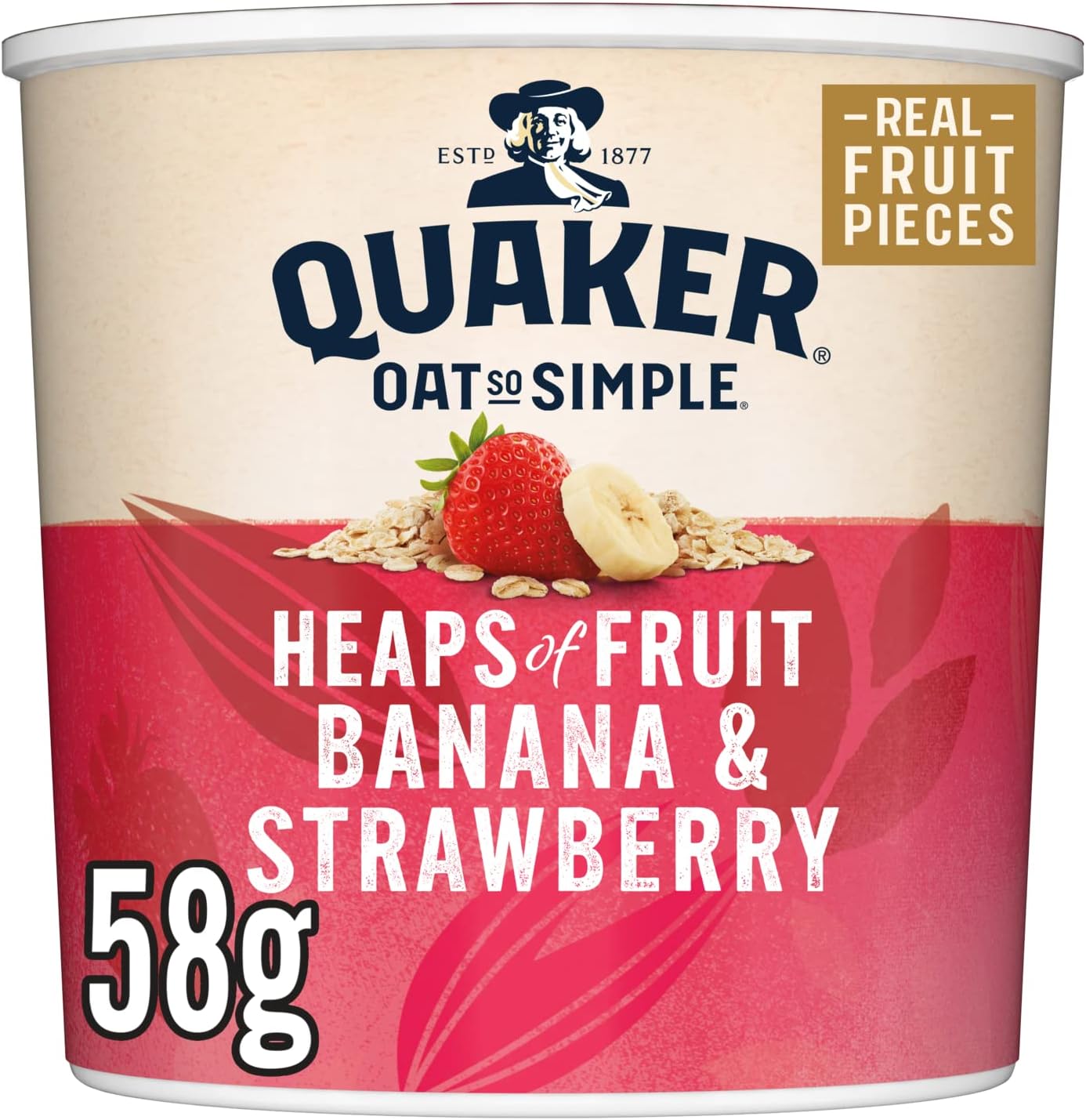 Oat So Simple Heaps of Fruit Banana and Strawberry Flavour Porridge Pot 58 g (Pack of 8)