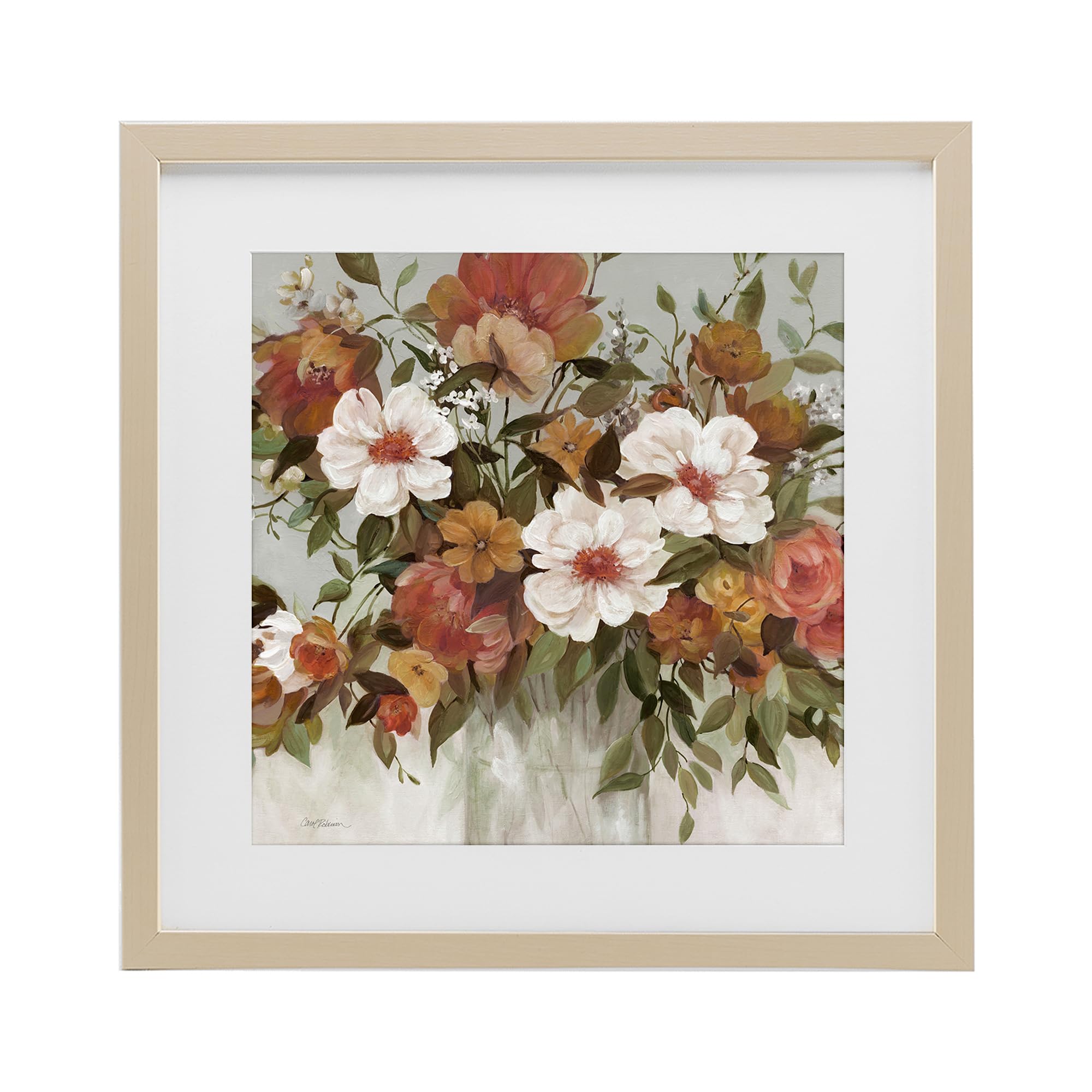 Stupell Industries Harvest Pine (Textured) 'Muted Vibe Bouquet'| Framed Print Under Glass