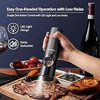 Vista 3 de Juego de Molinillo Eléctrico de Sal y Pimienta de Acero Inoxidable con Base Recargable y Luz LED - Molinillos de Pimienta Automáticos Rellenables